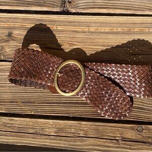 Jessica Simpson Wide Braided Leather Belt | Boho Hippie Chic | Size Medium